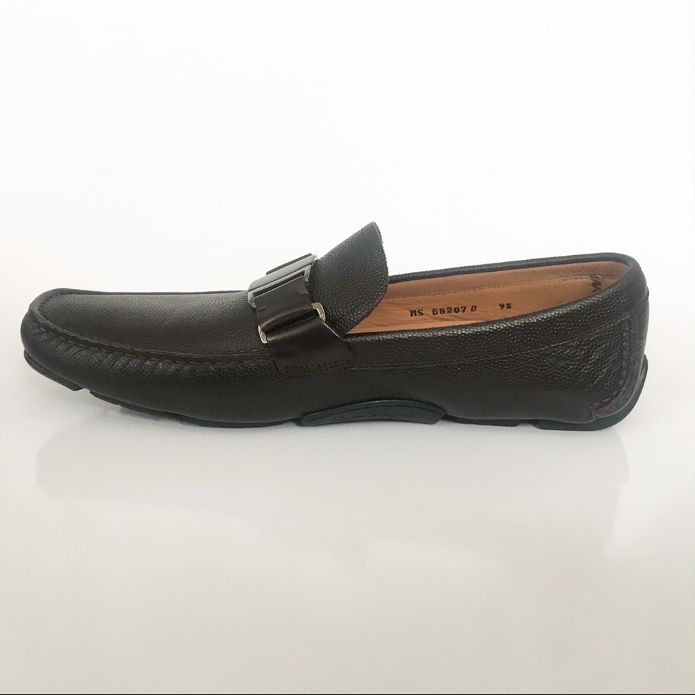 FERRAGAMO - Sardegna chocolate pebble calf loafers - Picture 3 of 7